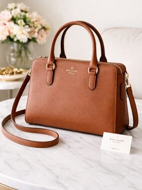 Kate Spade Mulberry Street Lise Satchel Crossbody Bag Brown Leather